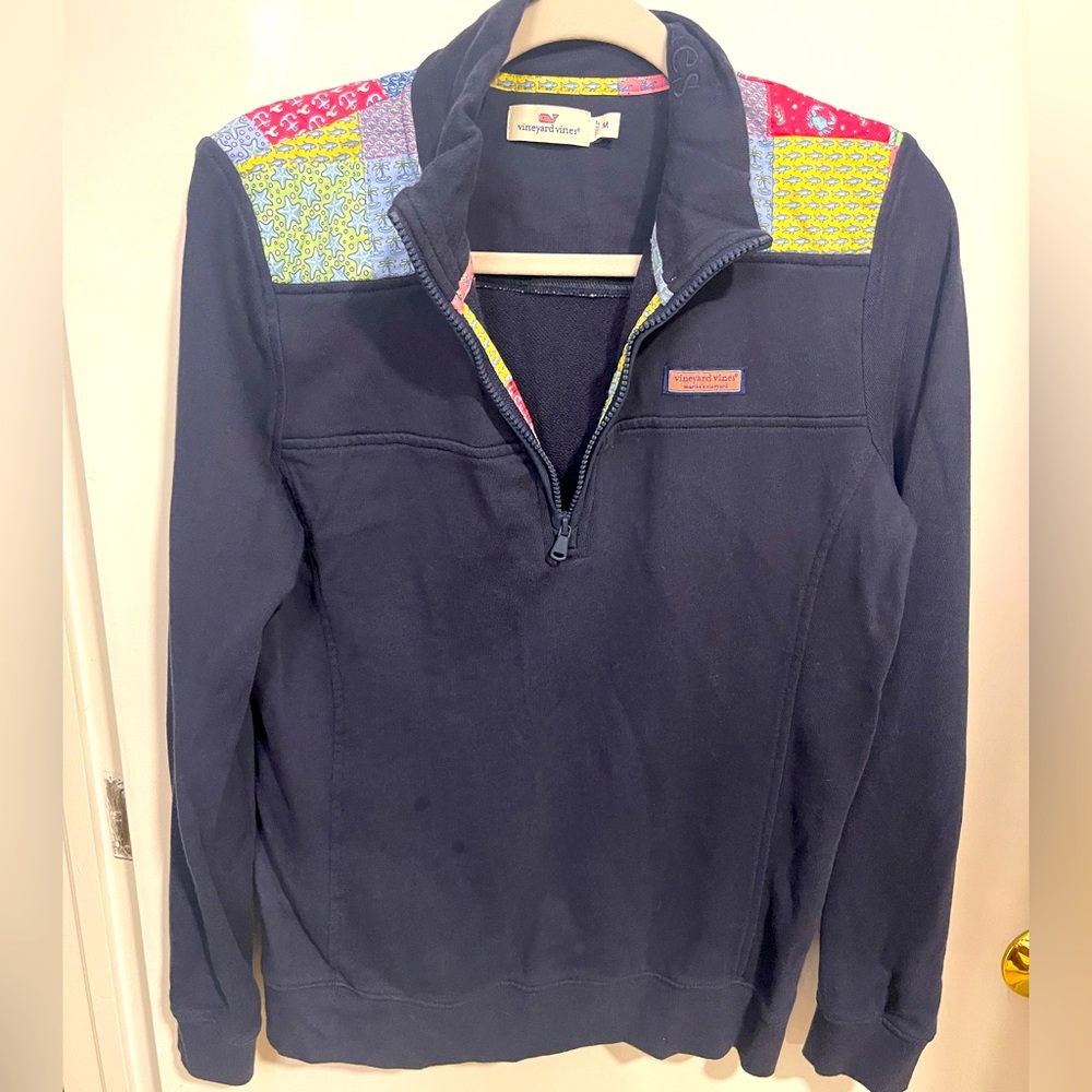 Vineyard Vines 3 Quarter Zip Patchwork Pullover - image 2